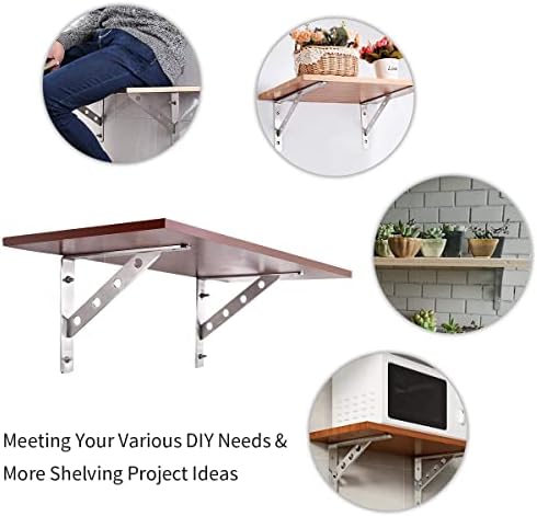 YUMORE 12 Inch Shelf Bracket, Heavy Duty L Bracket, 2 Pack - Image 2