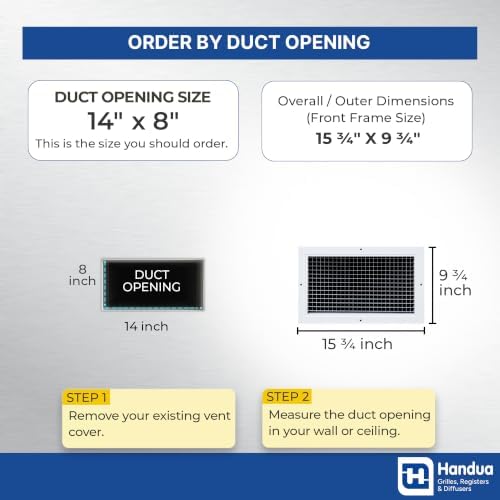 Fits 14x8 and 8x14 Duct Opening | Aluminum Eggcrate Return Air Grille | Low - Image 2