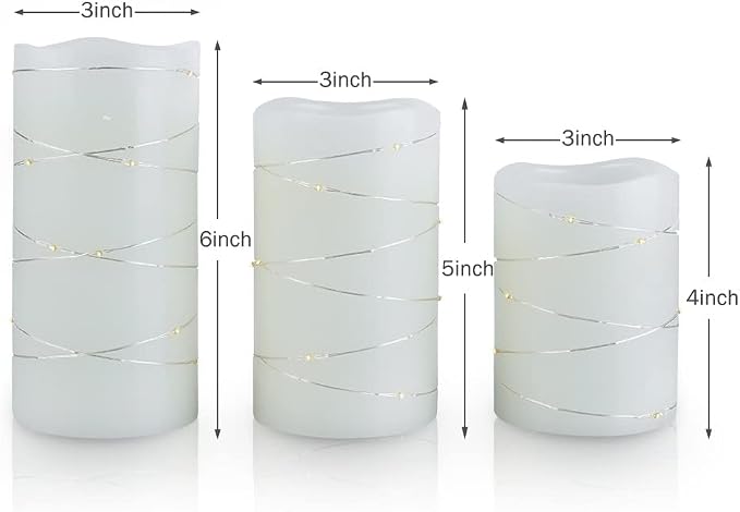 H-BLOSSOM Flickering Flameless Candles Ivory Real Wax Pillar - Image 8