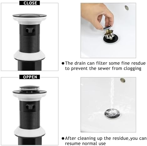Bathroom Sink Drain, Drain Stopper Bathroom Sink Without Overflow, Small Cap - Image 6