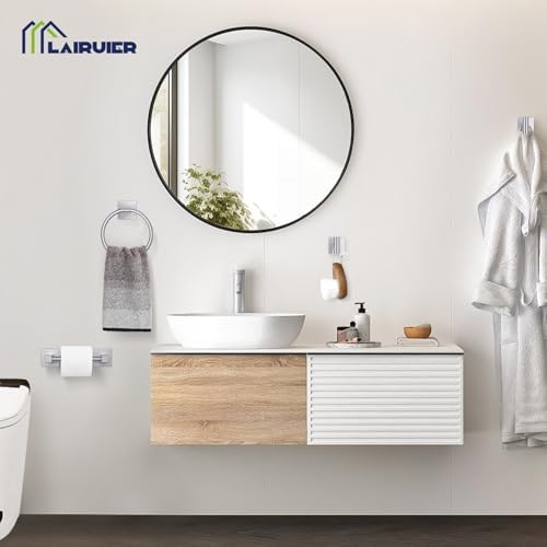 Brushed Nickel Bathroom Accessories, Toilet Paper Holder, Towel Ring & Hook - Image 6