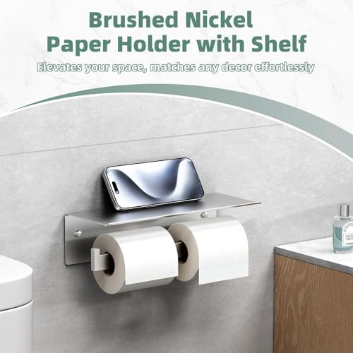APLusee Dual Roll Toilet Paper Holder, Brushed Nickel, 304 Stainless Steel - Image 5