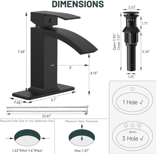 Matte Black Waterfall Bathroom Faucets - Image 2