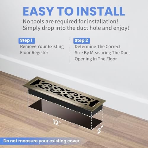 Howeall 2x12 Inches Heavy Duty Walkable Floor Register Easy Adjust Air Supply - Image 6