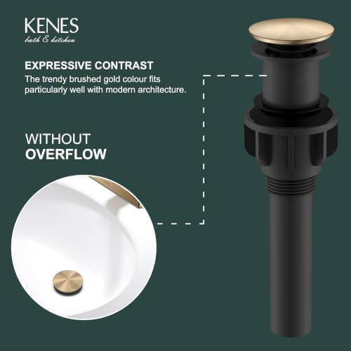 KENES 2 Pack Champagne Bronze Pop Up Bathroom Sink Drain Without Overflow - Image 3