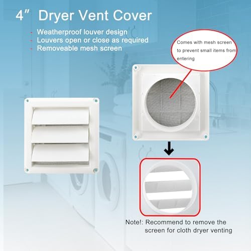 Dryer Vent Kit 4 Inch with Metal Bird Guard, Wall Sleeve & Wall Plate, Hose - Image 5