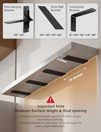 BATODA 14” Countertop Support Steel Brackets, Heavy Duty L Bracket - Image 4