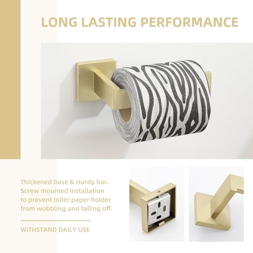 Angle Simple Toilet Paper Holder Wall Mount, Brushed Gold - Image 3