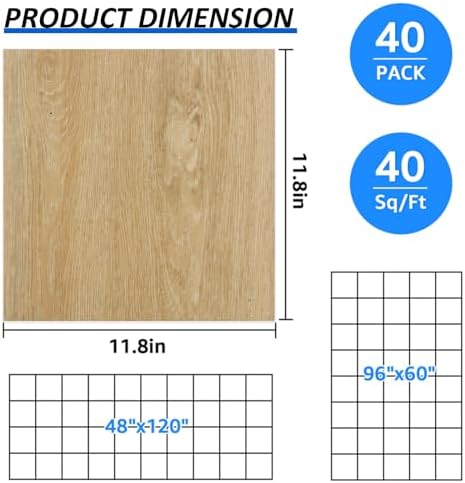 AKOLAFE 40 Sheet Vinyl Flooring 12x12 Peel and Stick Floor Tile Waterproof - Image 2