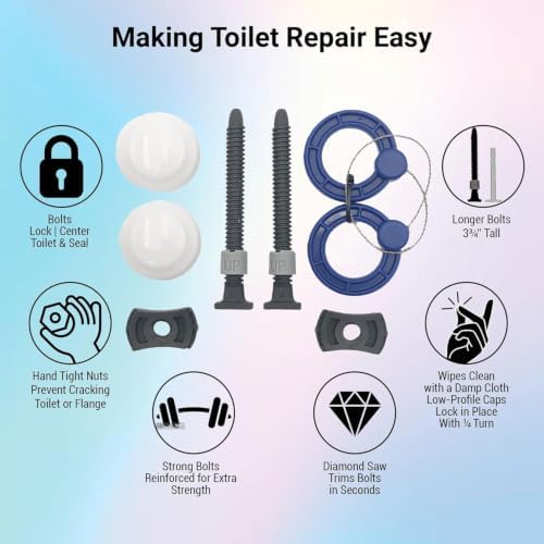 One-N-Done Premium 3.75" Toilet Bolts: Toilet Flange Repair Kit, Locking Bolt - Image 2