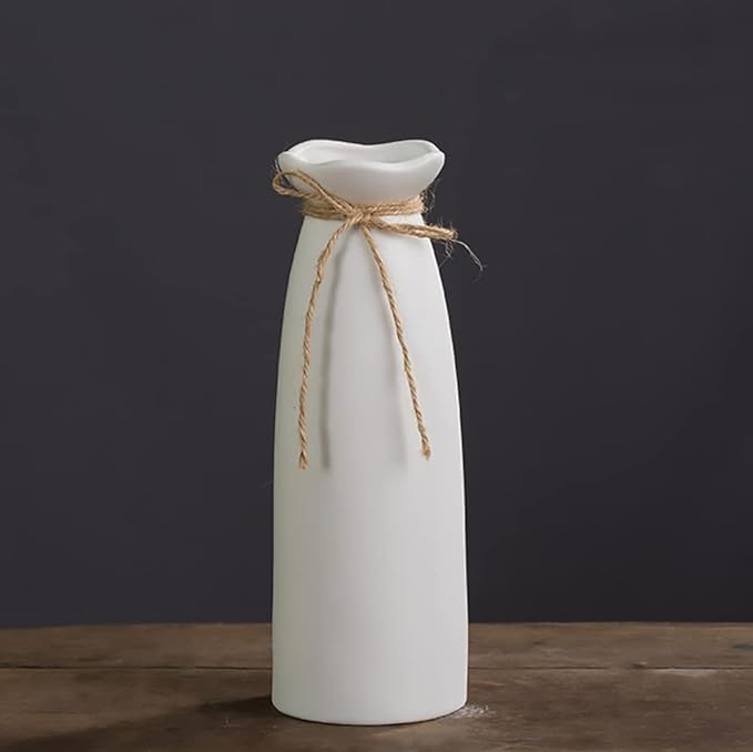 White Ceramic Vase-Flower Vase Dried Flower Vase - Image 5