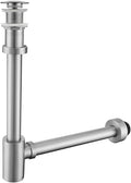 Brass Round Bottle P-Trap with Pop Up Drain Stopper, 1 1/4 Adjustable Basin by SEABEFORE