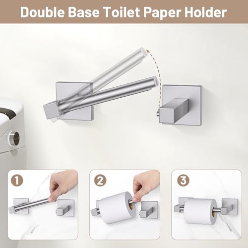 Brushed Nickel Bathroom Accessories, Toilet Paper Holder, Towel Ring & Hook - Image 4