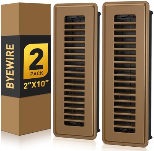 BYEWIRE Floor Register 2x10, 2 Pack Brown Floor Vent Covers by BYEWIRE