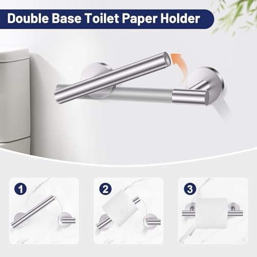 Brushed Nickel Bathroom Hardware Set, Toilet Paper Holder, Towel Ring Hooks - Image 3