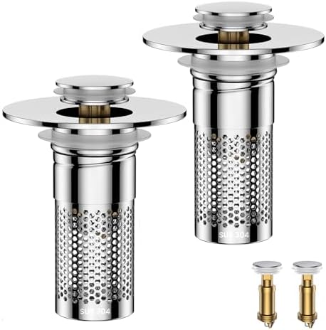Bathroom Sink Drain Strainer, Universal Pop-Up Sink Stopper Hair Catcher by Mengine