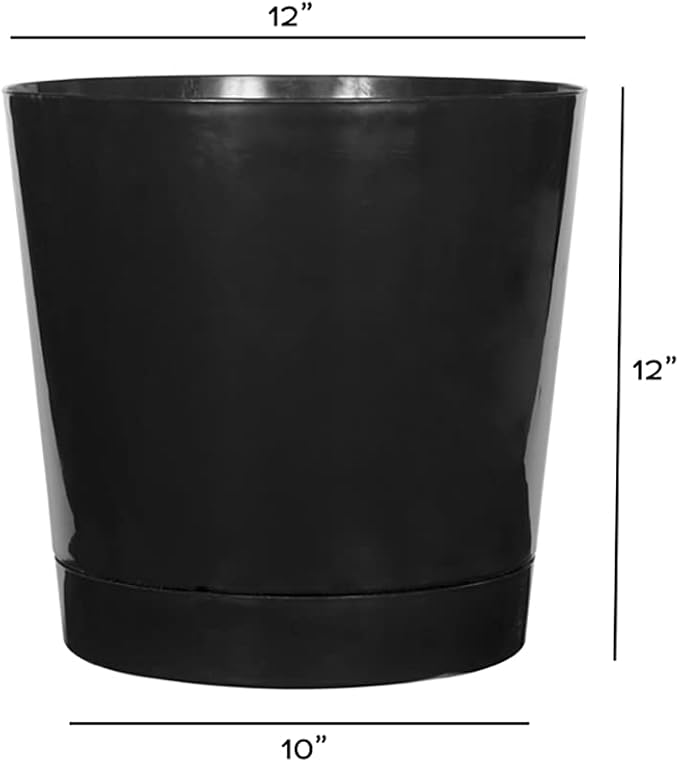 Novelty Majestic Full Depth Round Cylinder Pot, Glossy Black - Image 2