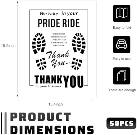50 PCS Paper Floor Mats for Cars, 15.4 x 19.5 Inch Disposable Floor Protective - Image 2