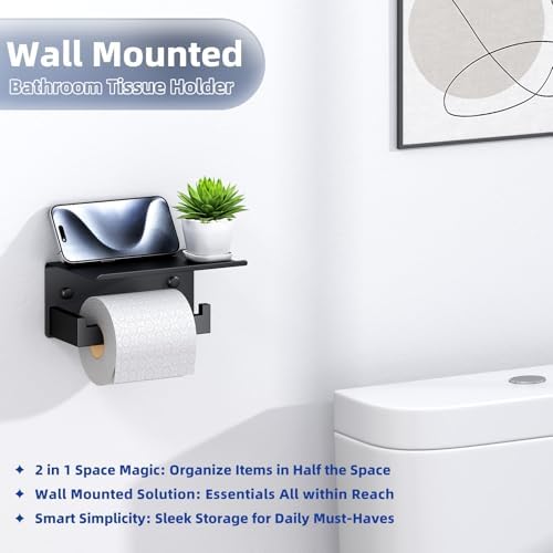 APLusee Matte Black Toilet Paper Holder - Image 3