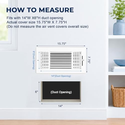 14x6 Ceiling Vent Cover for Wall 14"Wx6"H Duct Opening, Ceiling Register - Image 2