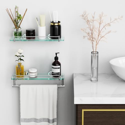 16-Inch Floating Tempered Glass Bathroom Shelf - Image 6
