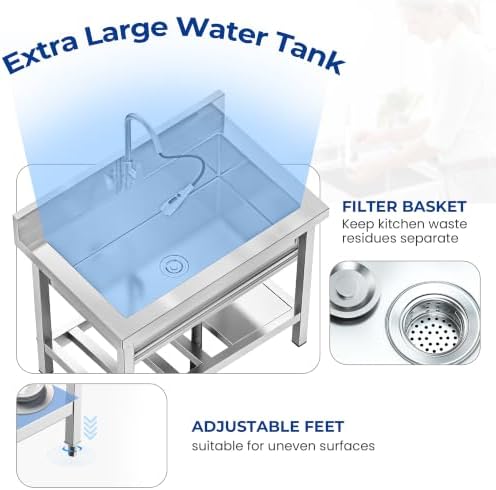Foldable Utility Sink, Stainless Steel - Image 5