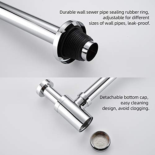 Bottle P Trap 1-1/4 Bathroom Brass Sink Drain Stopper, Lavatory Adjustable - Image 3