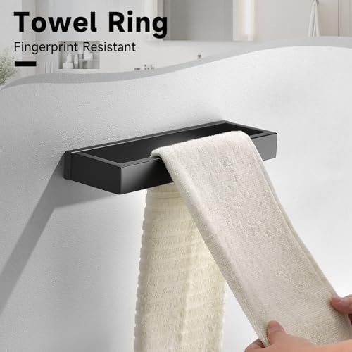 Black Towel Bar Set, 5-Pieces Bathroom Hardware Set, 23.6 Inch Towel Rack Set - Image 3