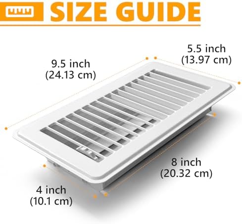 4Pack Floor Vent Covers, Floor Register 4" x 8", Adjustable Decorative Vent - Image 2