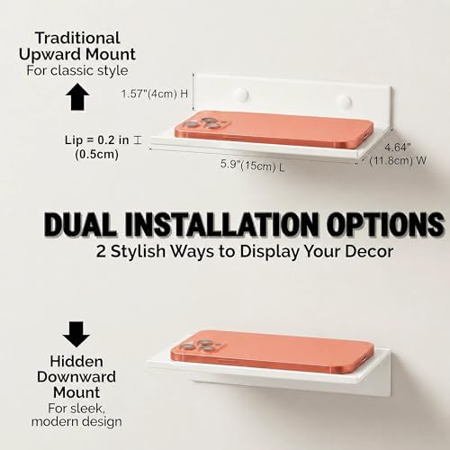 Z metnal Small Floating Shelves, Renter Friendly Mini Metal Display Shelf - Image 4