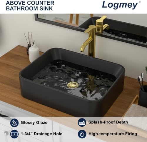 Logmey 19x15 Inch Black Vessel Sink - Image 5