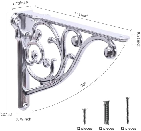 Khtumeware Ornate Decorative Shelf Brackets, 12 inch Big wall Mounted Shelving - Image 2