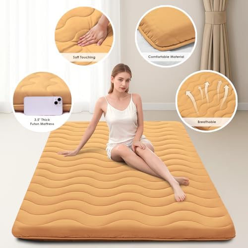 SCHNAUZER HOME Japanese Floor Futon Mattress Twin 3.5" Thick Coffee - Image 2