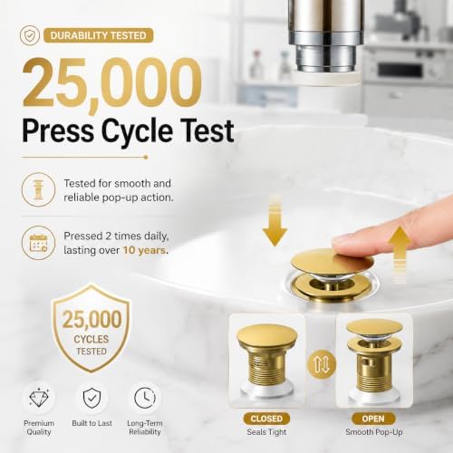 Metal Pop Up Bathroom Sink Drain - Image 4