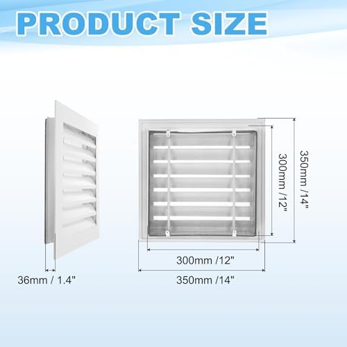 PATIKIL 14 x 14 Inch Gable Vent, 12 x 12 Inch Duct Opening Size - Image 2