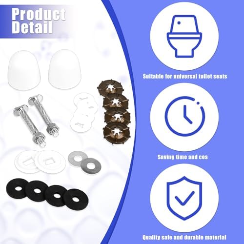 Toilet Floor Bolts and Caps Set, Universal Toilet Flange Repair Kit Stainless - Image 2