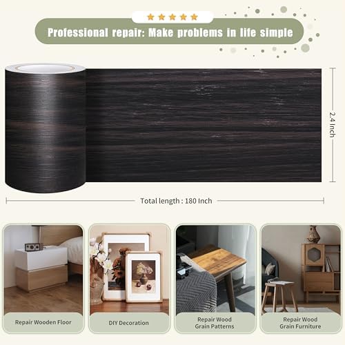 Besezx Wood Grain Repair Tape, 2.4" X15', Self Adhesive Wood Grain Repair Patch - Image 2