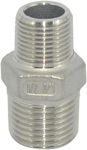 1/2" x 3/8" Male Threaded Reducing Nipple Fitting/Adapter, Stainless Steel by Megairon