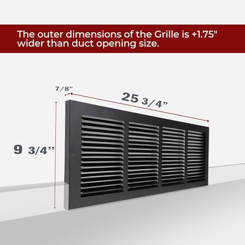 Fits 24x8 Duct Opening | Steel Baseboard Return Air Grille by Handua | Vent - Image 3