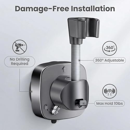 No Drill Shower Head Holder, Strong Suction Cup 360° Adjustable Handheld Shower - Image 2