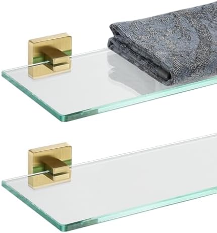 JQK Bathroom Glass Shelf, Floating Tempered Glass Shower Storage 12 by 5 inches by Homeimprovement