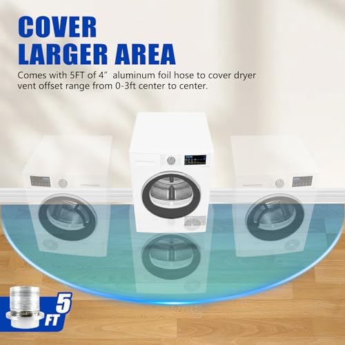 4 Inch Dryer Vent Hose Kit, 5FT Aluminum Foil Duct - Image 5