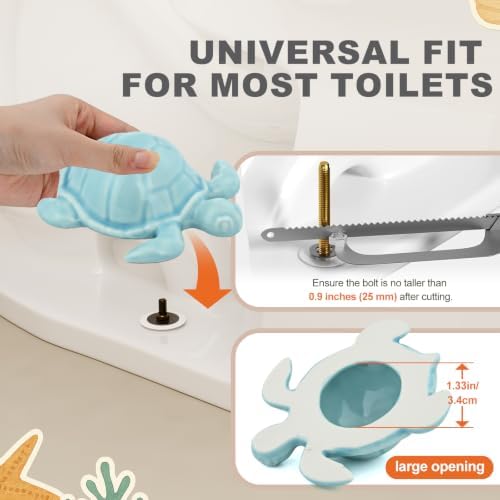 Sea Turtle Ceramic Toilet Bolt Covers Decorative Bathroom, 2 Pack - Image 3