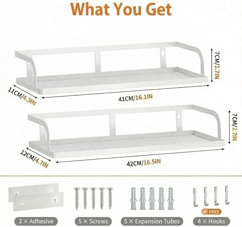 PUSDON 2-Pack 16.5" Extra Long Slim Hollowout Shower Caddy, Wall Mount Spice - Image 3