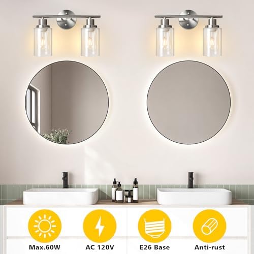 Unicozin 2 Light Vanity Lights, Brushed Nickel Wall Sconce Light - Image 5