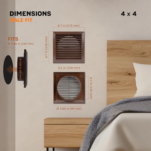 Brown 4" Inch Ventilation Grille - Image 2