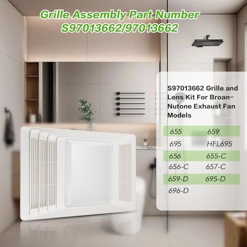 S97013662 Nutone Bathroom Fan Cover Grille and Lens Assembly Kit Compatible - Image 4