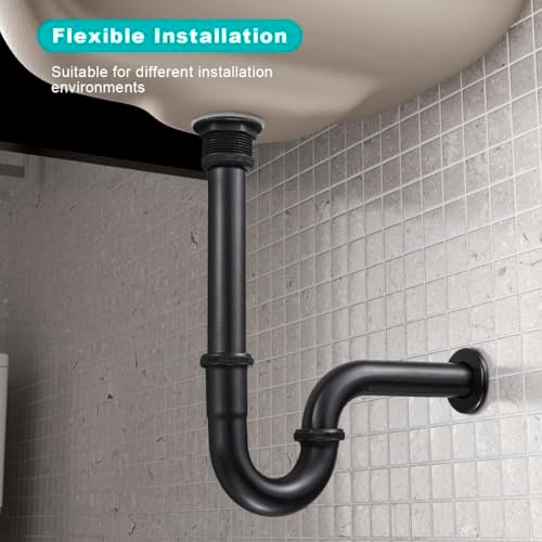 Bathroom Basin Adjustable Height 1-1/4 Bottle Trap, U Shape Sink P Trap - Image 3