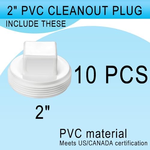 Asterbacks 2 inch PVC Cleanout Plug Schedule 40 White Pipe Fittings Connectors - Image 5