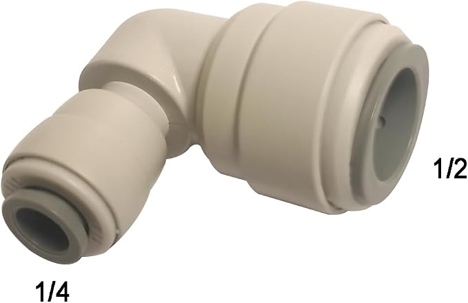 Reducing Elbow Union Quick Connector 1/2" to 1/4" O.D. Tube Fitting, push to - Image 2